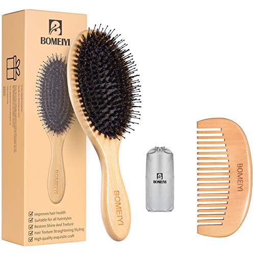 BOMEIYI Boar Bristle Hair Brush for Thick Curly Thin Long Short Wet or Dry Hair, Adds Shine and Makes Hair Smooth, Best Paddle Hair Brush for Men Beauty & Personal Care Bomeiyi