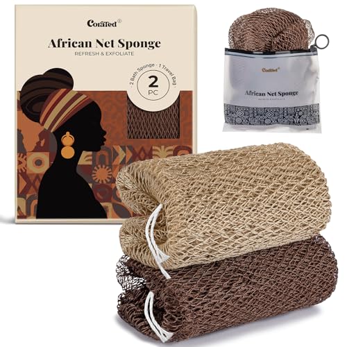 CORATED African Net Sponge Authentic, Shower Loofah Exfoliating Bath Sponge, Body Scrubber for Women and Men Daily Use Body Care, Travel Portable Bath Beauty and Personal Care CORATED Default Title