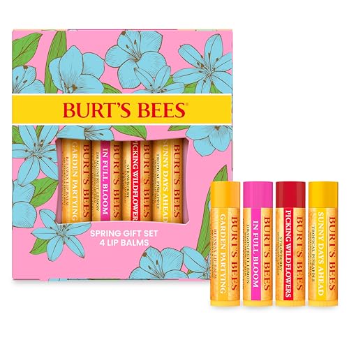 Burt's Bees Gifts Ideas - In Full Bloom Lip Balm Set, Original Beeswax, Dragonfruit Lemon, Tropical Pineapple & Strawberry, Natural Origin Lip Beauty & Personal Care Burt's Bees