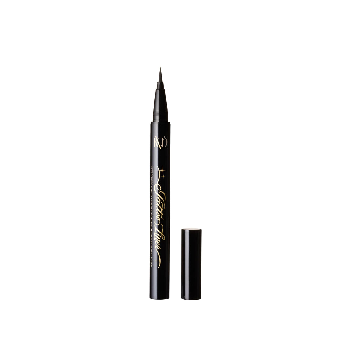 Kat Von D KVD Mini Tattoo Liner - Trooper Black - Satin Black, Waterproof Liquid Eyeliner, Ultra?Precise Brush Tip, Smudge?Resistant All?Day Wear,