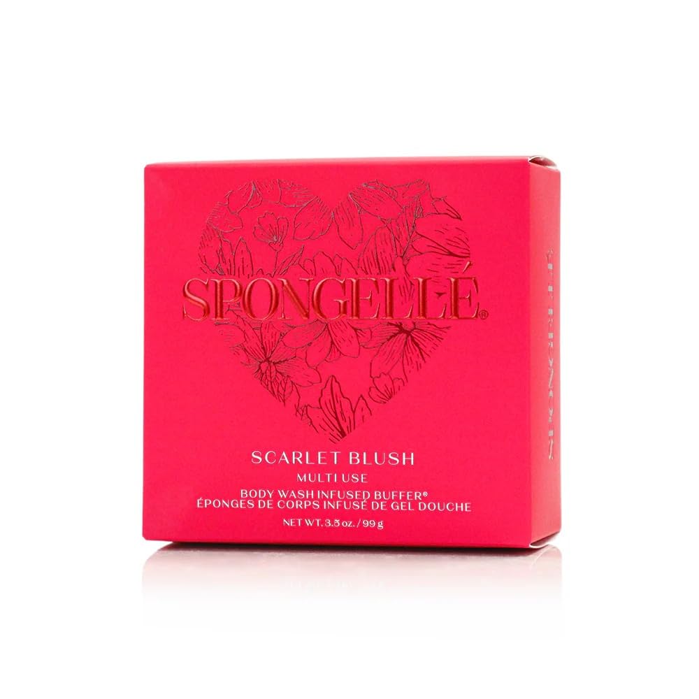 Spongellé Scarlet Blush Heart Bath Sponge | Built-in Body Wash & Body Scrubber, Shower Loofah Sponge for Women | 20+ uses Beauty & Personal Care SPONGELLÉ