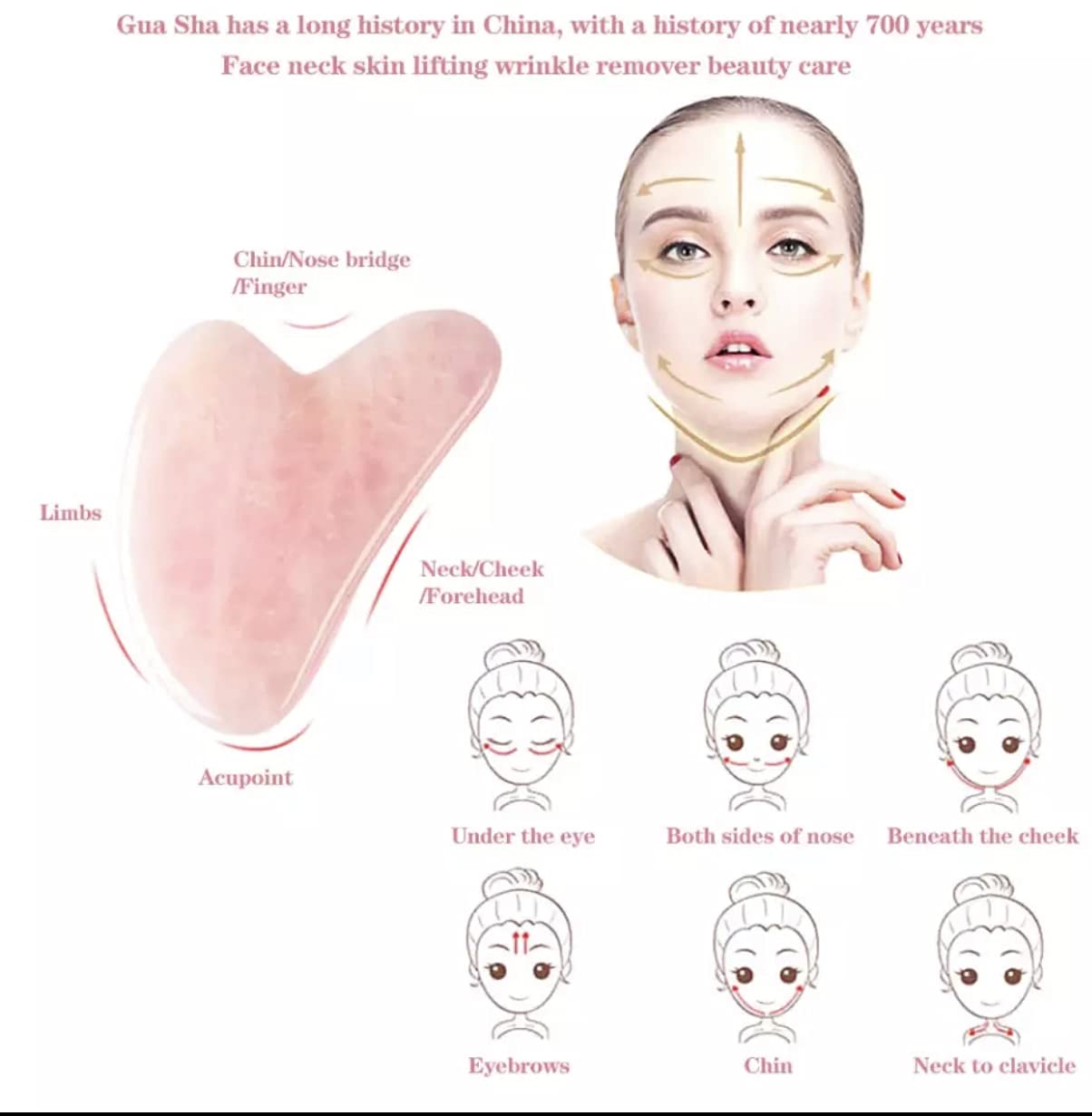 Face Roller Skin Care - Jade Roller Gua Sha Set, Rose Quartz Face Roller | Ultimate Facial Skin Care Products & Beauty Products Tools | Jade Facial Beauty & Personal Care June Berry