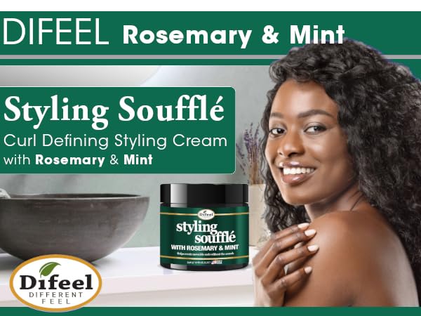 Difeel Rosemary & Mint Styling Soufflé 12 oz. - Nourishing Curl Defining Souffle for Wavy Hair, Curly Hair & Coils Beauty & Personal Care Difeel