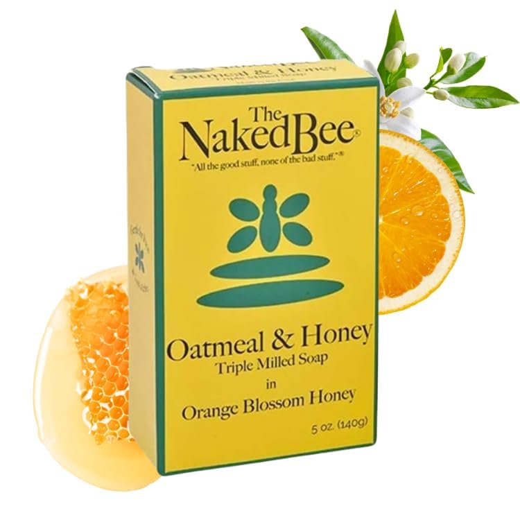 The Naked Bee Oatmeal & Honey Triple Milled Soap, 5 Ounce, 3 Pack, Orange Blossom Honey Beauty & Personal Care The Naked Bee