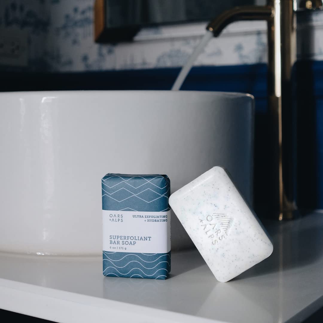 Oars + Alps Superfoliant Exfoliating Men's Bar Soap, Dermatologist Tested and Made with Clean Ingredients, Travel Size, 6 Pack, 6 Oz Each Beauty & Personal Care Oars + Alps