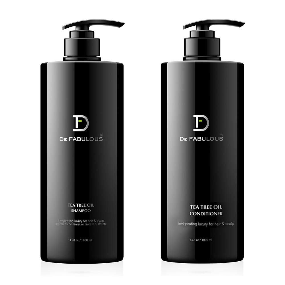 De Fabulous Tea Tree Oil Shampoo & Conditioner Set - Scalp Detox & Hair Revitalization - Deep Cleanse, Hydrate & Add Shine - Sulfate-Free - 33.8 fl oz Beauty & Personal Care Amazon Series