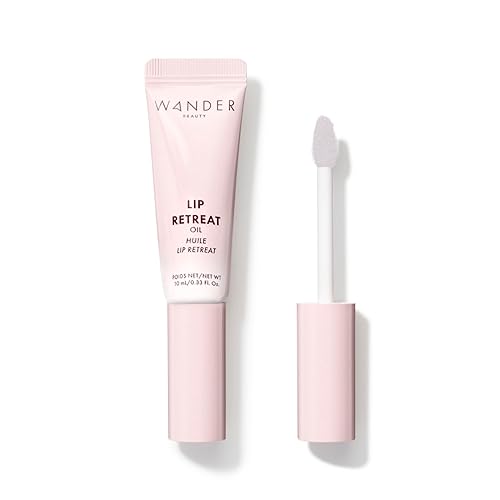 Wander Beauty Lip Retreat Oil - Oasis Glow (Shimmery Clear) - 4-in-1 Tinted Oil + Moisturizing Gloss with Avocado, Vitamin E and Rosehip - Hydrating Beauty & Personal Care Wander Beauty