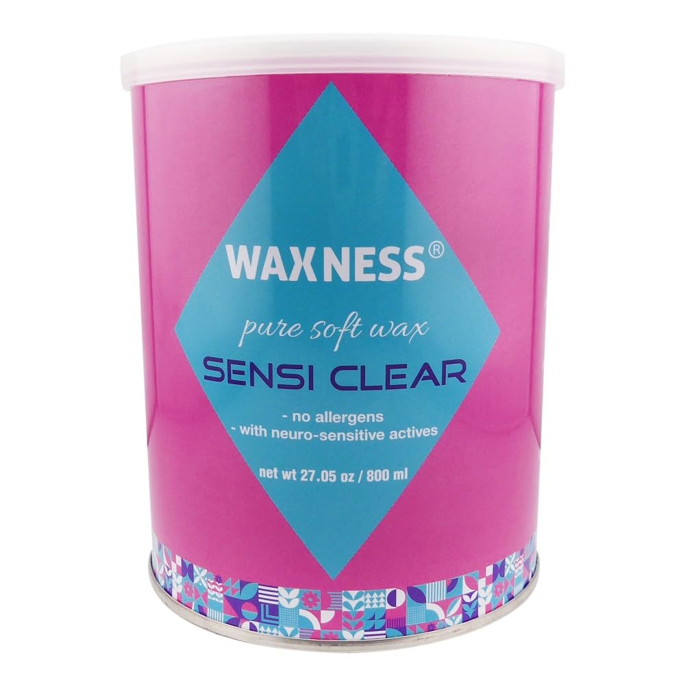 Waxness Sensi Clear Pure Soft Wax Tin 27 oz (800 g) - Rosin-Free Clear Gel Formula with Neuro-Active Comfort Complex - Made in Italy Beauty and Personal Care Waxness