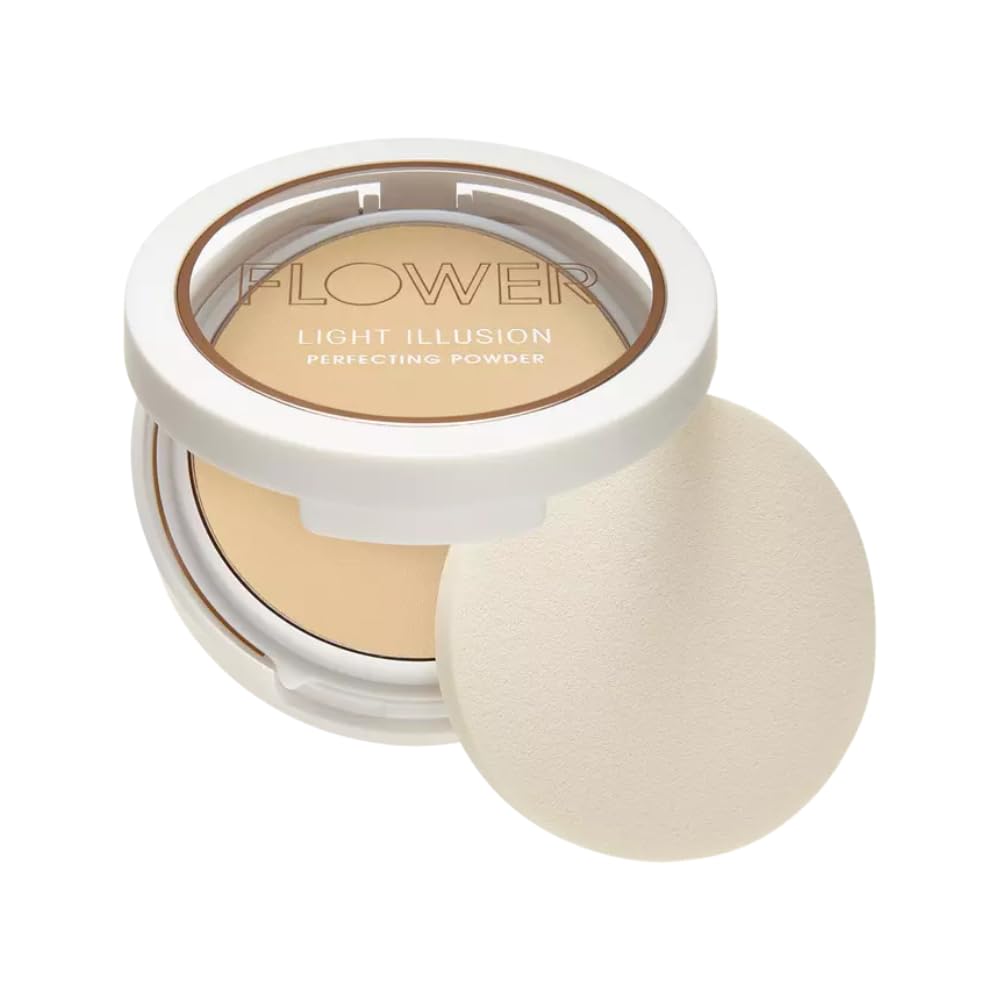 FLOWER Beauty By Drew Barrymore Light Illusion Perfecting Powder - Powder Foundation + Setting Powder for Makeup - Medium Buildable Coverage - Natural Beauty & Personal Care FLOWER BEAUTY