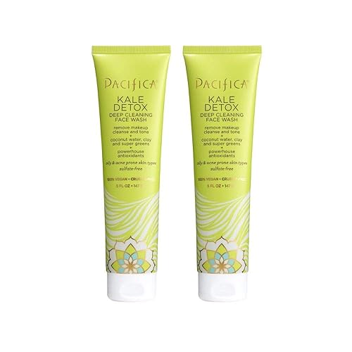Pacifica Beauty Kale Detox Deep Cleaning Daily Face Wash + Cleanser, Coconut Water + Aloe Vera, For Oily and Blemish Prone Skin, 2 Pack, Sulfate Beauty & Personal Care Pacifica
