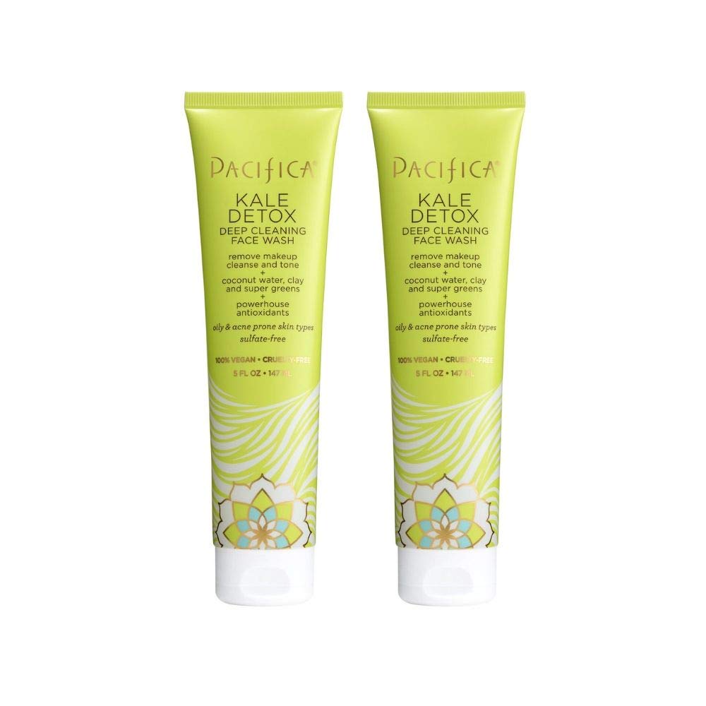 Pacifica Beauty Kale Detox Deep Cleaning Daily Face Wash + Cleanser, Coconut Water + Aloe Vera, For Oily and Blemish Prone Skin, 2 Pack, Sulfate Beauty & Personal Care Pacifica