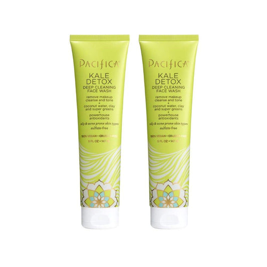 Pacifica Beauty Kale Detox Deep Cleaning Daily Face Wash + Cleanser, Coconut Water + Aloe Vera, For Oily and Blemish Prone Skin, 2 Pack, Sulfate Beauty & Personal Care Pacifica
