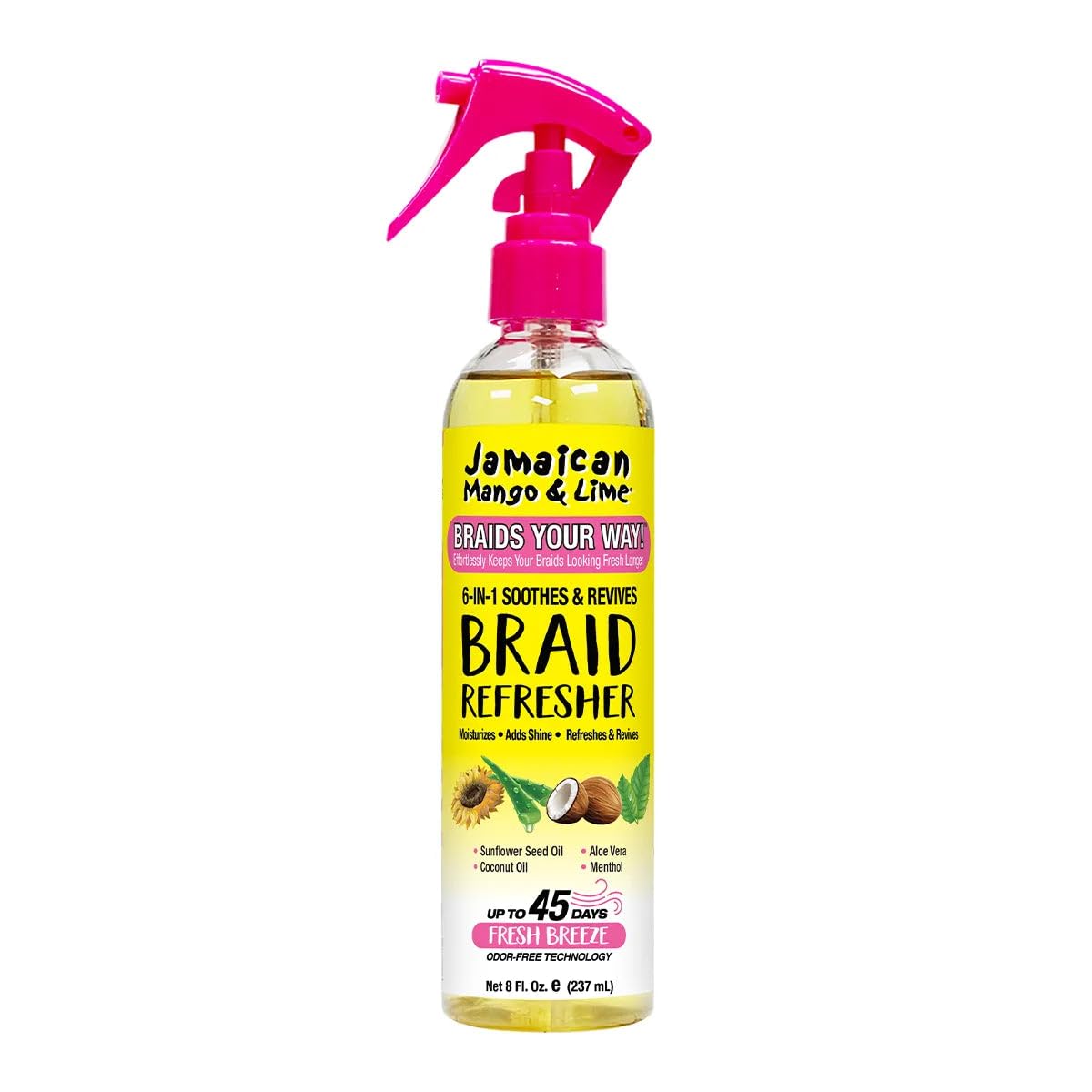 Jamaican Mango & Lime Braids Your Way 6-in-1 Braid Refresher Spray - Scalp Mist for Braids, Locs & Twists - Anti-Itch, Odor Eliminator & Shine Spray Beauty & Personal Care Jamaican Mango & Lime