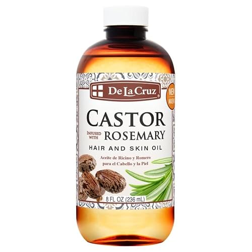 De La Cruz® Castor Infused with Rosemary Essential Oil, Hair and Skin Oil Blend 8 FL. OZ. (236 mL) Beauty & Personal Care De La Cruz