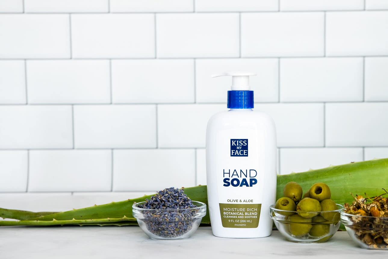 Kiss My Face Moisture Liquid Hand Soap Vegan and Cruelty Free Hand Wash Soap 9 fl oz Bottle with Pump Dispenser (Olive and Aloe, Pack of 1) Beauty & Personal Care Kiss My Face