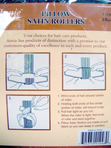 Annie Pillow Soft Rollers, 10 Count, White, No Pins or Clips Needed, Soft Satin Fabric Helps Prevent Breakage, Snap Lock Closure, Pillow Hair Rollers