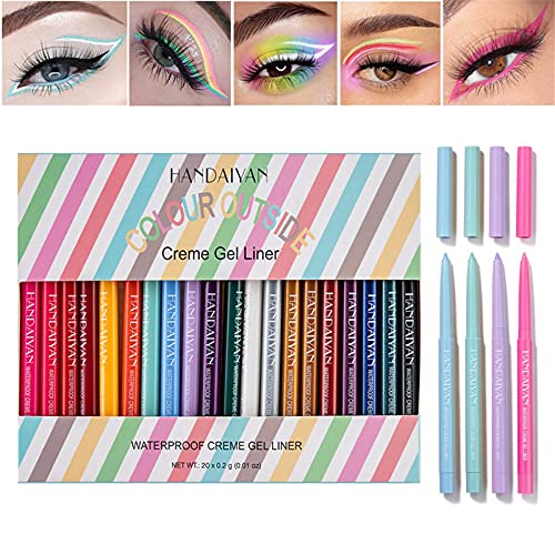 BONNIE CHOICE 20 PCS Colored Eyeliners Pencil Set, 20 Colors Waterproof Long Lasting Retractable Matte Colorful Eyeliner Milti-Functional Eyeliner Beauty & Personal Care BONNIE CHOICE