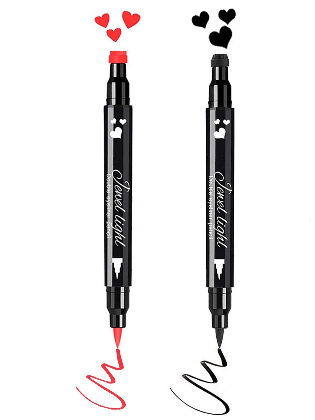 Go Ho 2 PCS Waterproof Liquid Eyeliner Stamps,Double-side Black&Red Smudge-proof Eye Liner,Heart Stamp Eyeliner for Halloween Costumes Beauty & Personal Care Go Ho