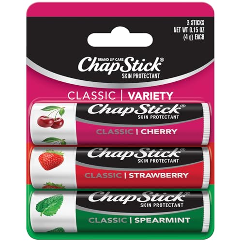 ChapStick Classic Spearmint, Cherry and Strawberry Lip Balm Tubes Variety Pack - 3 x 0.15 Oz (Pack of 12) Beauty & Personal Care ChapStick