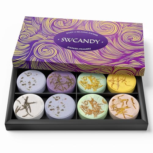 Shower Steamers Aromatherapy Birthday Gifts for Women - SWCANDY 8 Pcs Travel Essentials, Hotel Shower Spa Holidays Mom Wife Grandma Sister Her Self Beauty and Personal Care SWCANDY