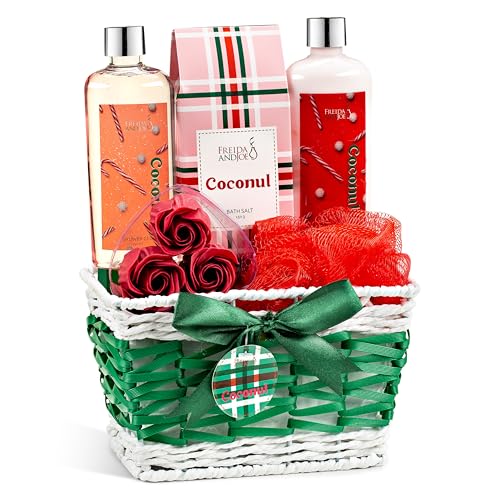 Coconut Spa Gift Basket Bath & Body Set, Red & Green Beauty and Personal Care Freida and Joe