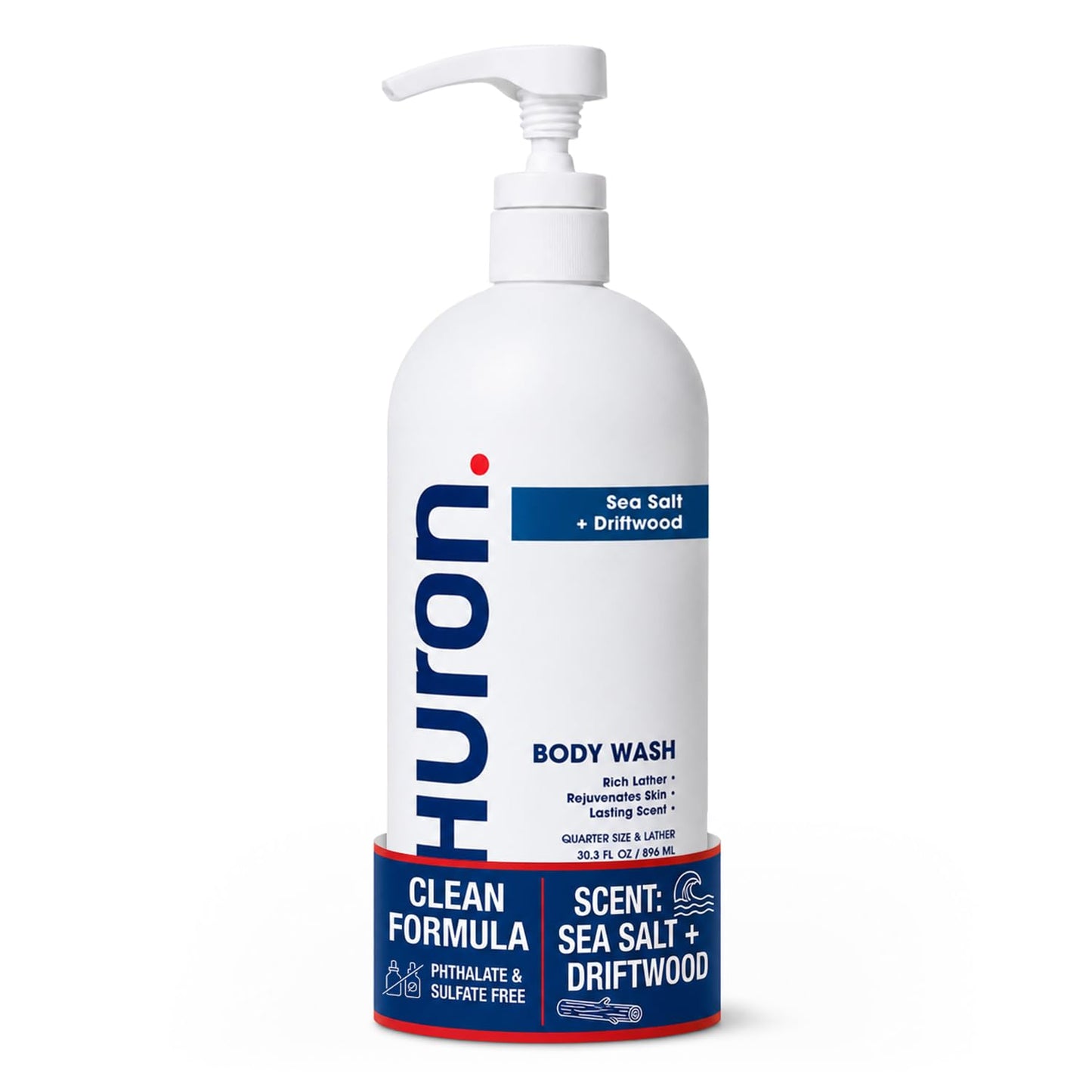 Huron Body Wash for Men and Women, Hydrating Daily Cleanser with Sea Salt + Driftwood Scent, Moisturizing Shower Gel, non-toxic, Phthalate-Free Clean Beauty & Personal Care Huron