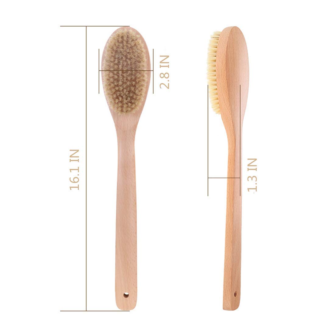 Beechwood Bath and Shower Body Brush with Nature Boar Bristles, Long Hand Wooden Dry Bath Body Back Brush, Perfect Spa Gift Beauty & Personal Care JINYII