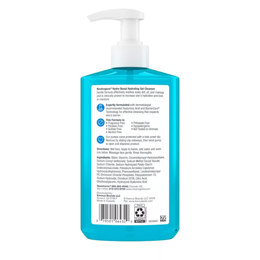 Neutrogena Hydro Boost Hydrating Facial Cleanser and Makeup Remover with with Hyaluronic Acid - Fragrance Free - 16 fl oz White Beauty & Personal Care Neutrogena