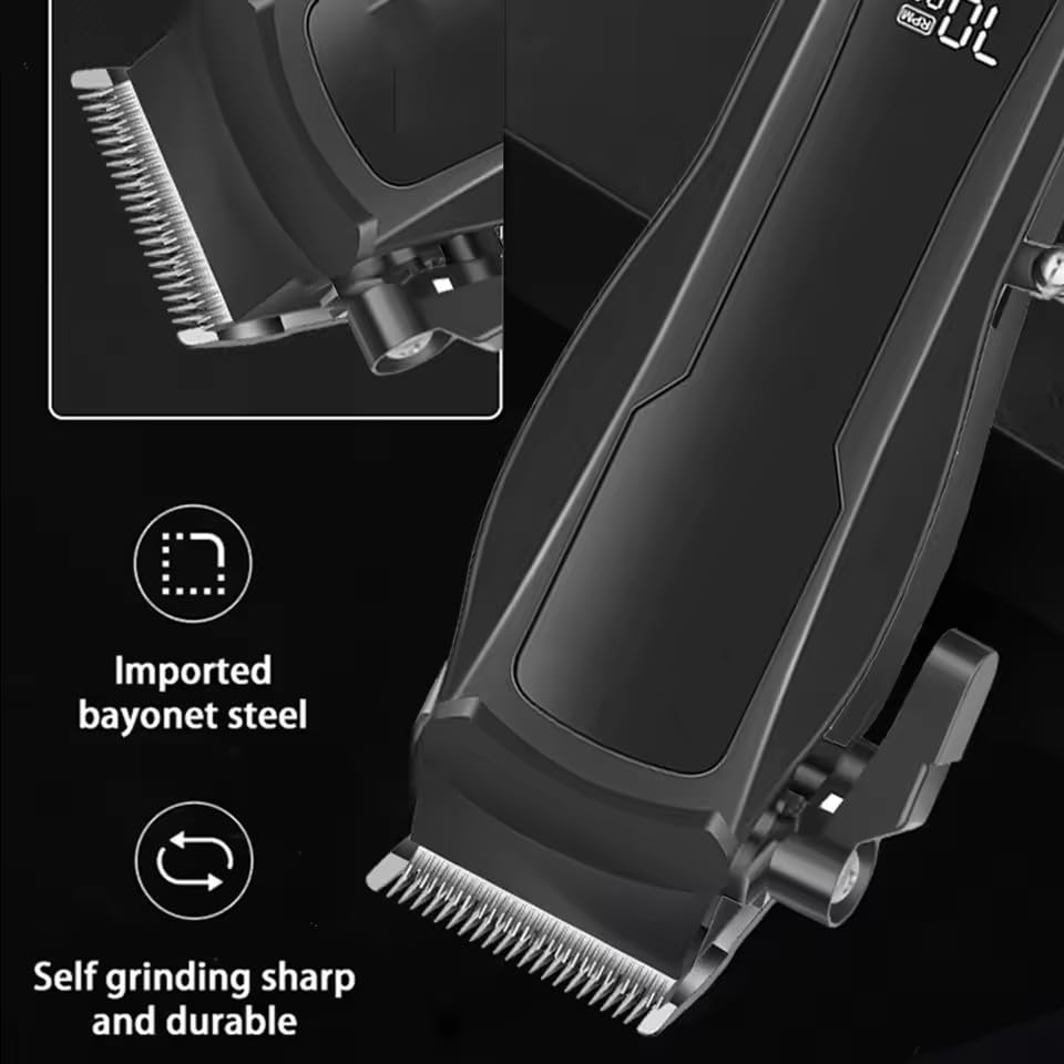 Professional Hair Clippers for Men, Cordless Barber and Trimmer Set with LCD Digital Display and 8 Limit Combs, Cutting Grooming Rechargeable Beauty and Personal Care QDKVTNDJZ