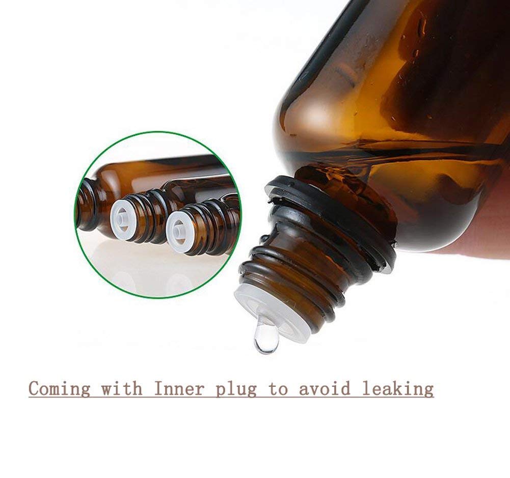 3PCS Empty Amber Glass Essential Oil Bottles with Orifice Reducer and Black Cap Chemistry Lab Chemicals Cosmetic Colognes Perfume Aromatherapy Jars Beauty & Personal Care Happyupcity