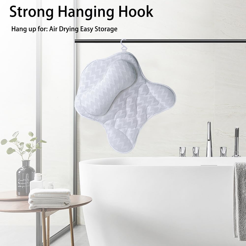 Bath Pillow, Tub Pillow for Bathtub Support Neck,Head and Back with Strong Non-Slip Suction Cups and Comfortabl 3D AirMesh Bath Pillow for Men Beauty and Personal Care Fitheaven