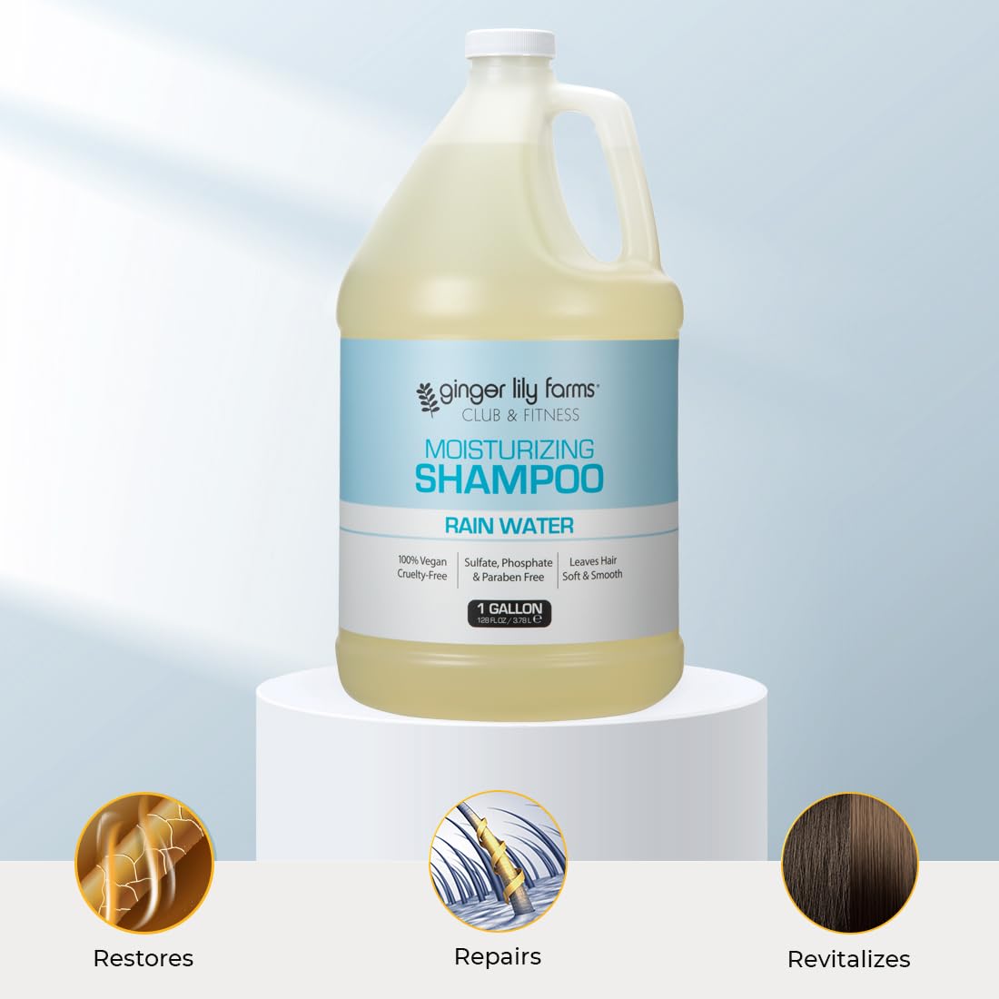 Ginger Lily Farms Club & Fitness Moisturizing Shampoo for All Hair Types, 100% Vegan & Cruelty-Free, Rain Water Scent, 1 Gallon (128 fl oz) Refill Beauty & Personal Care Ginger Lily Farms