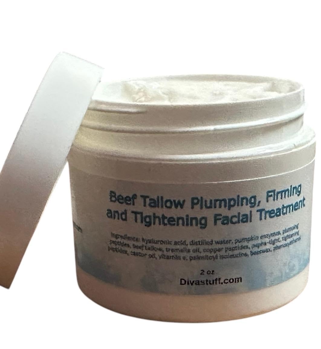 Diva Stuff New Size Beef Tallow Plumping, Firming and Tightening Facial Treatment, 2 oz, With Hyaluronic Acid Beauty & Personal Care Diva Stuff