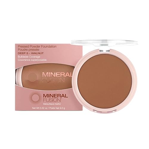 Mineral Fusion Pressed Powder Foundation, Deep 5 - Deep Skin w/Neutral Undertones, Age Defying Foundation Makeup with Matte Finish, Talc Free Face Beauty & Personal Care Mineral Fusion