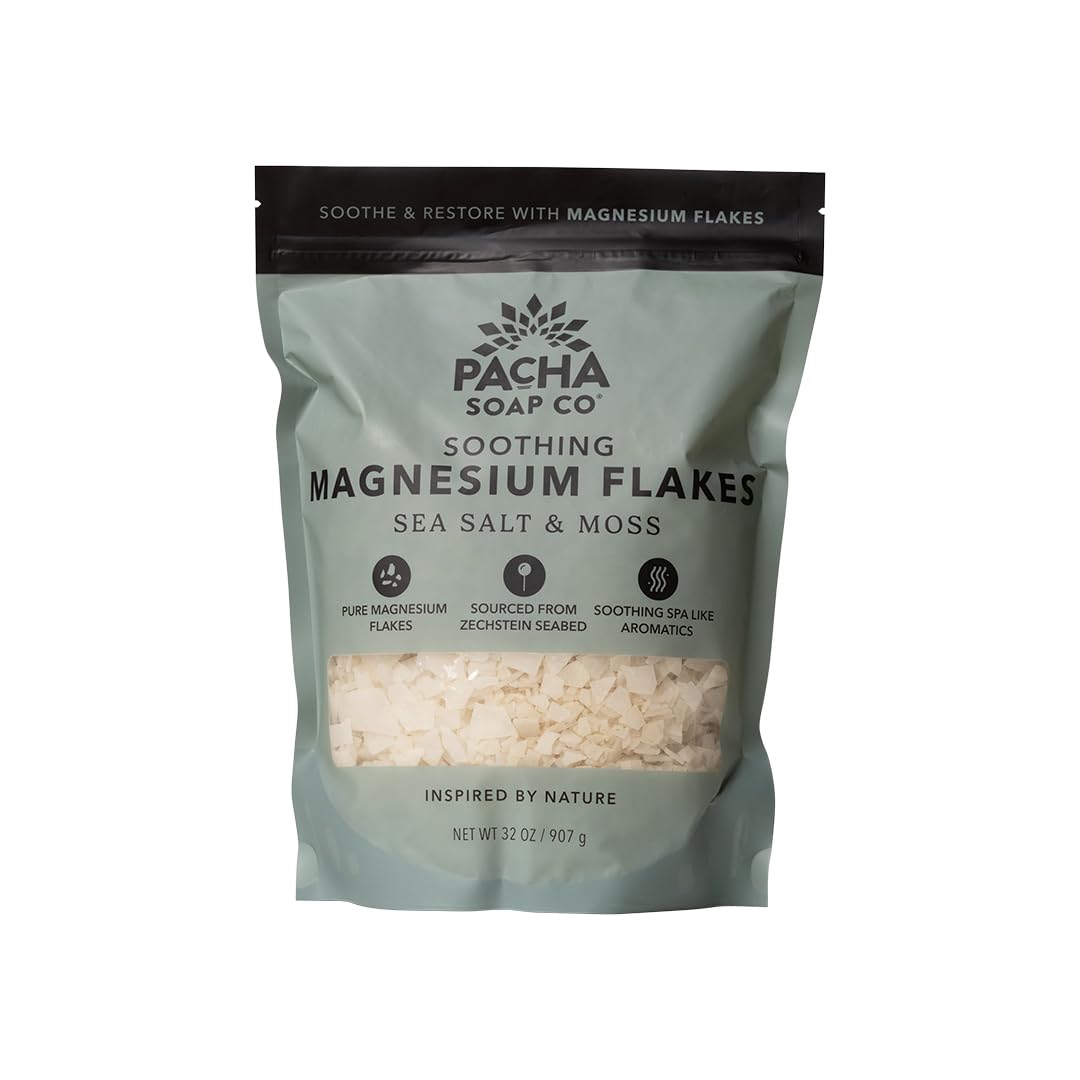 Pacha Soap Co. Magnesium Flake Salt Soak - Sea Salt & Moss, Soothing Mineral Bath Soak with Magnesium & Sea Salt, Paraben, Sulfate, and Dye-Free Beauty and Personal Care Pacha Soap Co
