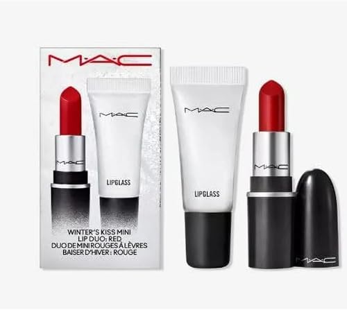 M.A.C Winters Kiss Mini Lip Duo - Red - Mini Retro Matte Lipstick Ruby Woo and Mini Lipglass Clear. Beauty & Personal Care MAC