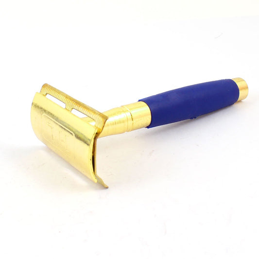 Ruilogod Men Metal Gold Tone Blue Safety Handle Razor Blade w Case (id: e6c fd1 66b 1c8 644 Beauty and Personal Care Ruilogod