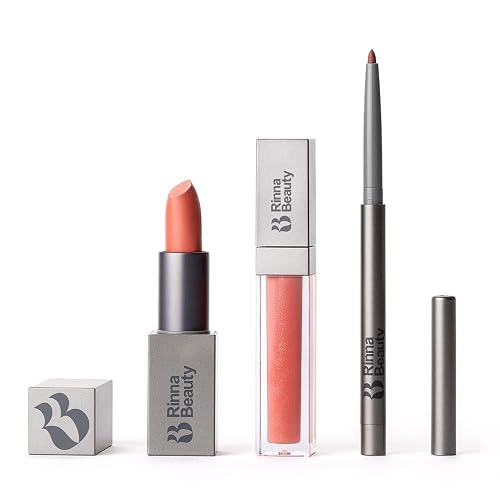 Rinna Beauty Lip Kit - Call Me Coral - All-in-One Lip Kit Includes Lipstick, Lip Gloss, and Lip Liner - Vegan, Long-Lasting, Anti-Aging & Beauty & Personal Care Rinna Beauty