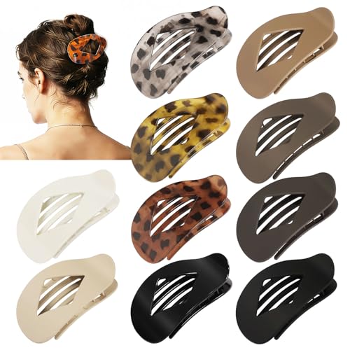 10 PCS Flat Hair Clips for Women - Large Matte & Tortoise Hair Claw Clips, 4.2 Inch Strong Hold Non-Slip Jaw Clips for Thick/Thin Hair, Neutral Beauty and Personal Care CHANDAT Default Title