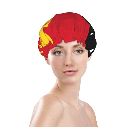 Papua New Guinea Flag Prints Shower Cap Double Layer Lined Waterproof Bathing Shower Hat Beauty and Personal Care Hayyett