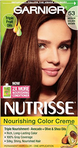 Garnier Nutrisse Nourishing Hair Color Creme, 53 Medium Golden Brown (Chestnut), 3 Count Beauty & Personal Care Garnier