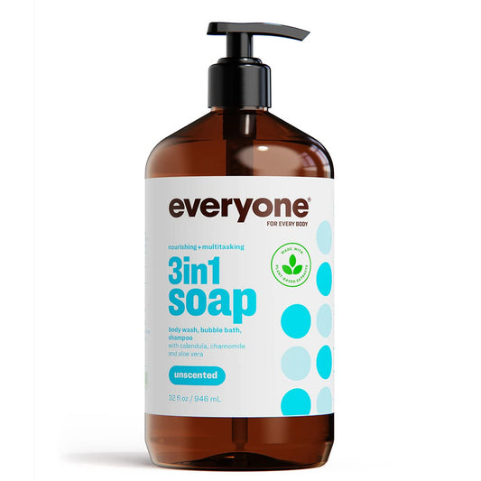 Everyone 3-in-1 Soap, Body Wash, Bubble Bath, Shampoo, 32 Ounce (Pack of 1), Unscented, made for Men and Women Beauty & Personal Care everyone for every body