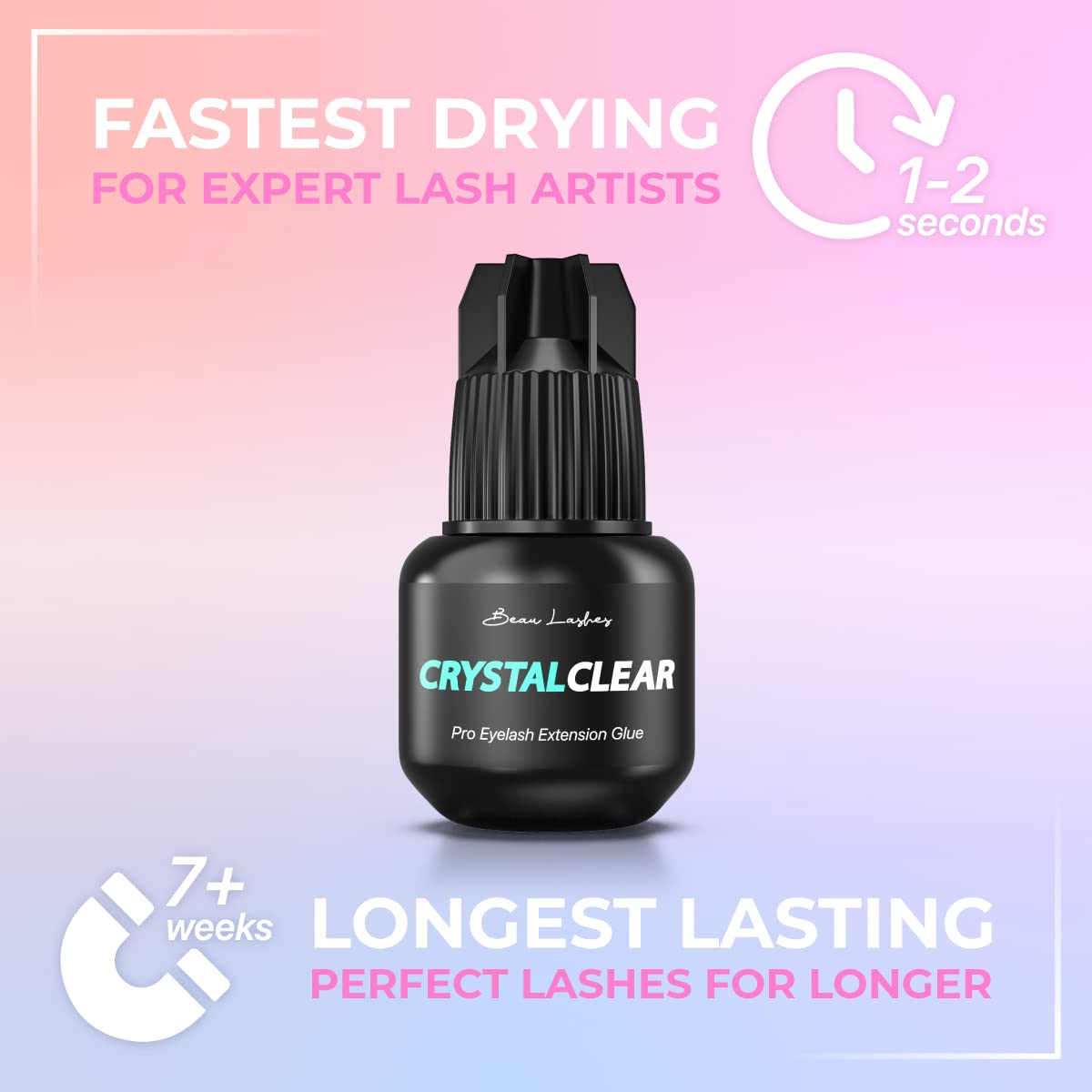 Crystal Clear Professional Eyelash Extension Glue | Super Strong Clear Lash Adhesive for Long Lasting Semi Permanent Individual Lash Eyelash Beauty & Personal Care BEAU LASHES