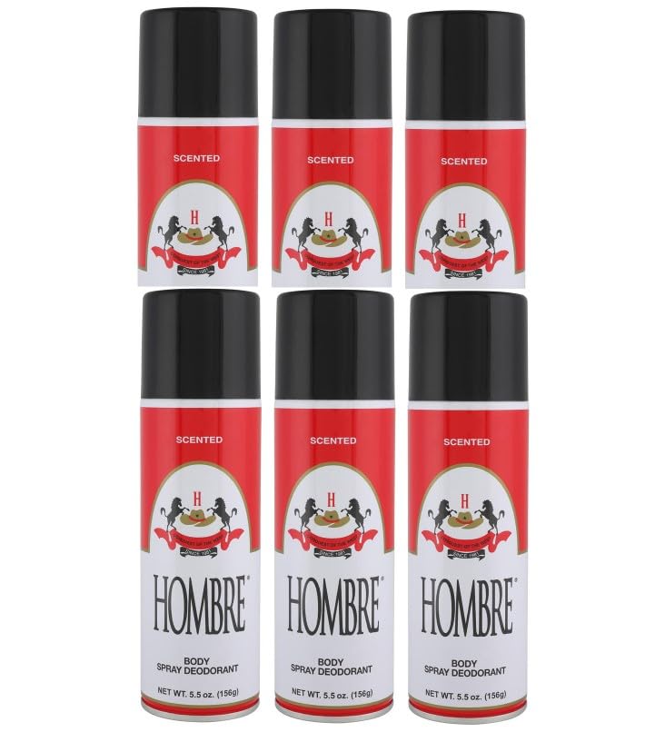 Hombre Red Deodorant Body Spray Classic for Men 5.5oz-156g (6 Pack) Beauty and Personal Care HOMBRE