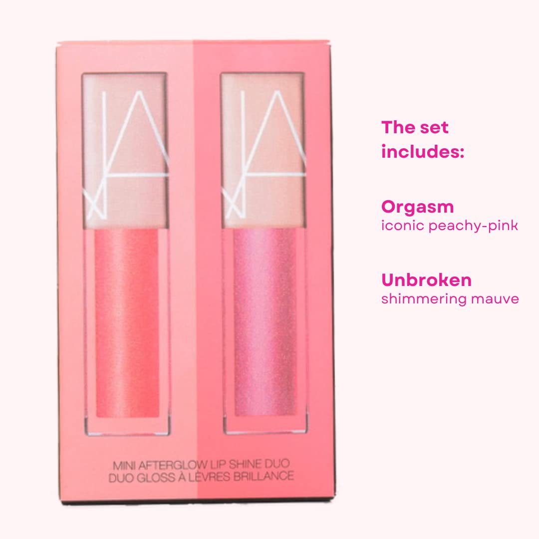 NARS Mini Afterglow Lip Shine Gloss Set:: Orgasm (Sheer Peachy Pink with Golden Shimmer), Unbroken (Shimmering Mauve) Beauty & Personal Care NARS