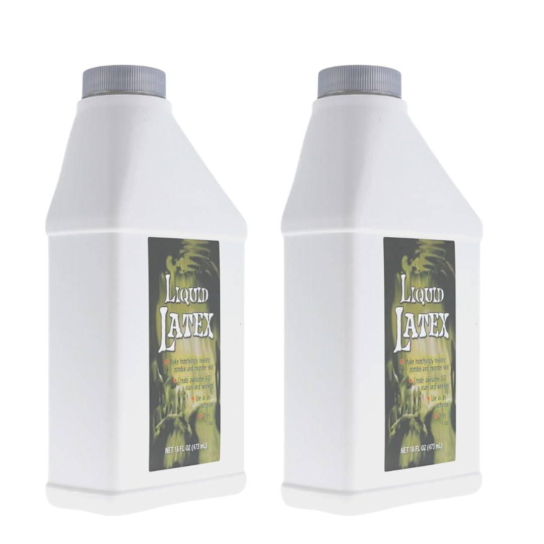 Liquid Latex for Special Effects (2 Pack Set) 16 Oz EACH! Skin-Safe, Dries Clear, Easy Application, for Halloween, Cosplay, Zombie SFX and Movie Beauty & Personal Care Liquid Latex Fashions