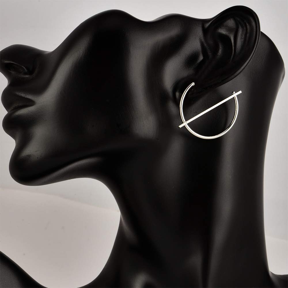 DoubleNine Hoop Earrings Boho Circle Silver Geometric Earrings Stud Wedding Bridal Jewelry for Women Girls (silver) Beauty & Personal Care Doubnine