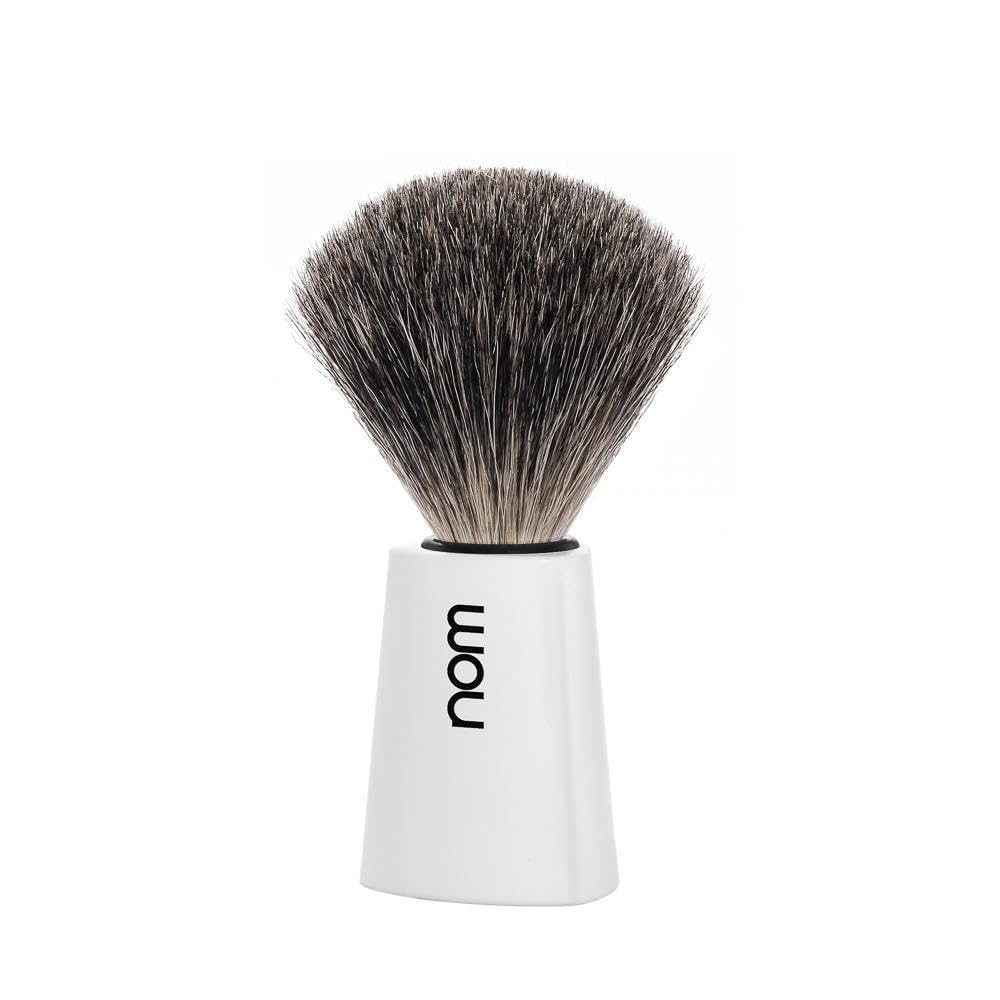 NOM Carl Shaving Brush - Pure Badger Shave Brush for Shaving soaps and creams - Exfoliating Shaving Brush - White handle Beauty and Personal Care MÜHLE