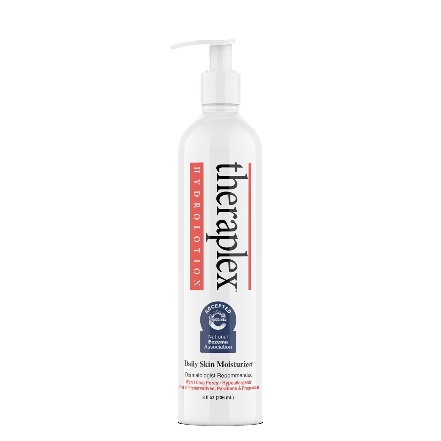 Theraplex Hydro Lotion (8 oz) - No Parabens or Preservatives, Noncomedogenic, and Hypoallergenic, Fragrance-Free, Dermatologist recommended - National Beauty & Personal Care Theraplex