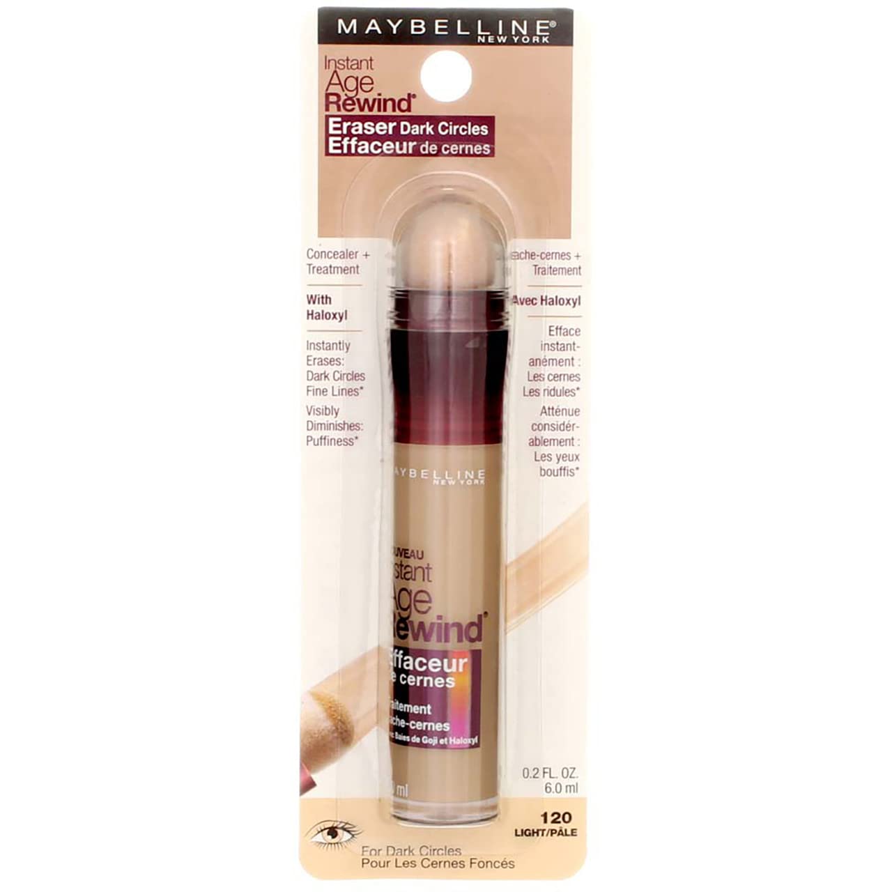Maybelline Instant Age Rewind Eraser Dark Circles Treatment Concealer, Light 0.2 oz (Pack of 2) Beauty & Personal Care MAYBELLINE